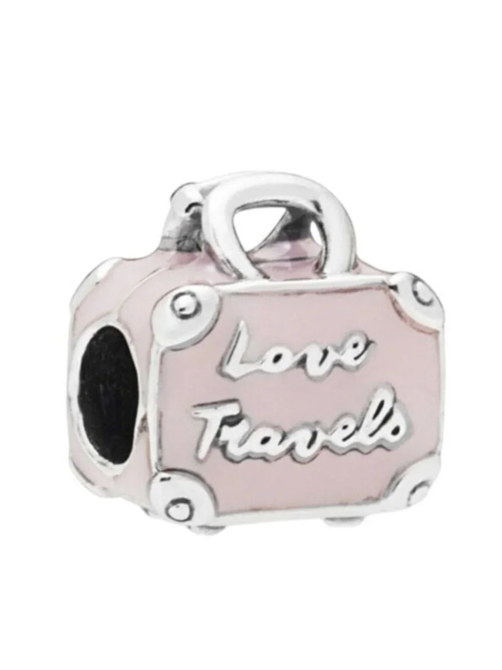Pandora Sterling Silver Travel Suitcase Bag Charm with Pink Enamel - 798063EN124